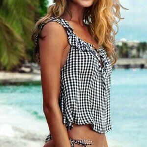 NWT | Billabong | Off-the-shoulder | Black & White | Gingham | Cropped Top